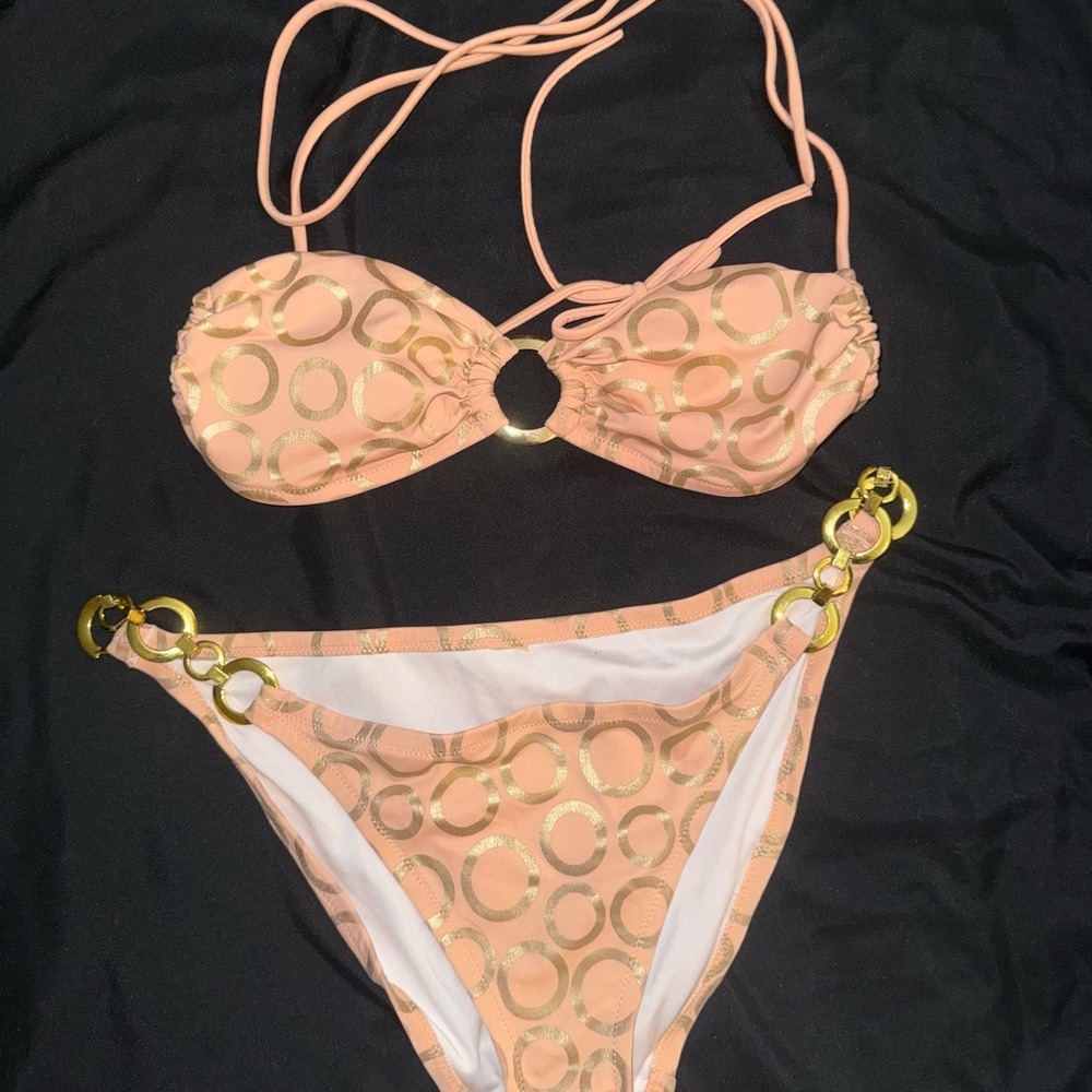 Victoria secret  Peach Bikini Set with Gold Ring Hardware